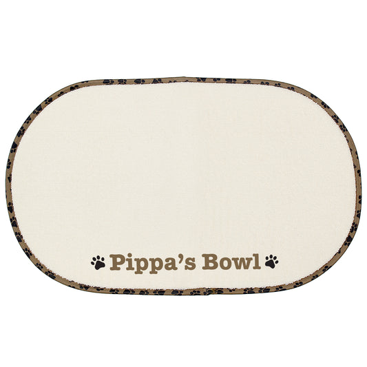 Personalised Brown Microfibre Paw Print Pet Bowl Mat - image 2