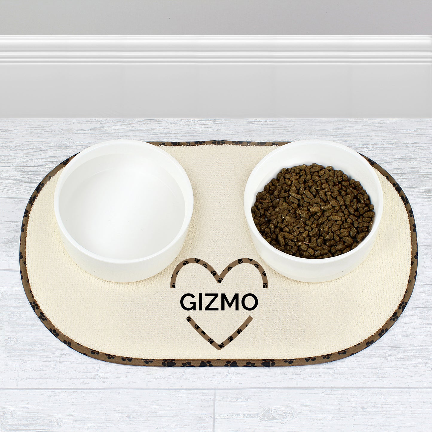 Personalised Love Heart Microfibre Pet Bowl Mat - image 3