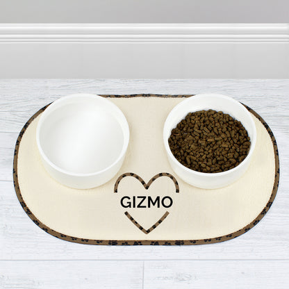 Personalised Love Heart Microfibre Pet Bowl Mat - image 3