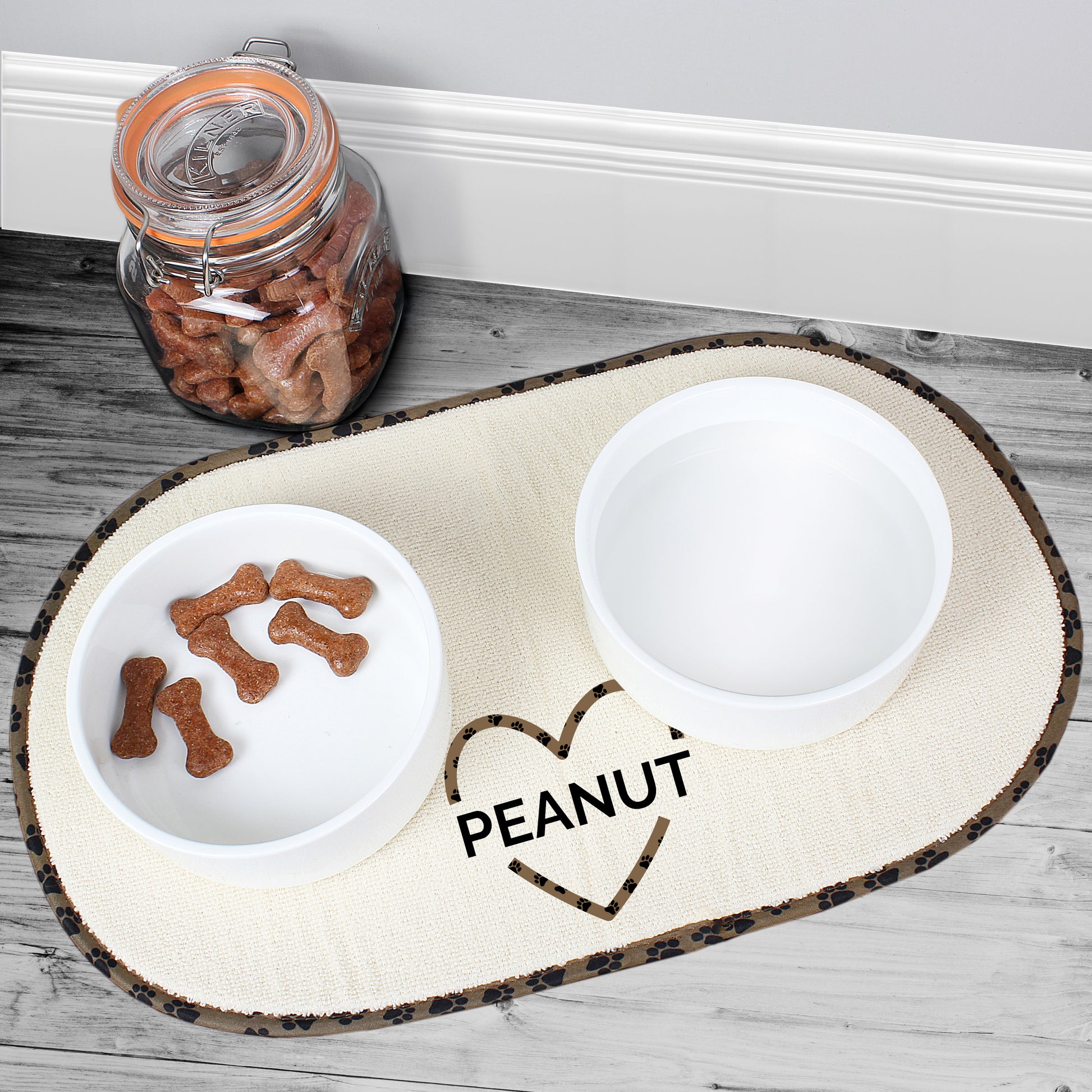 Personalised Love Heart Microfibre Pet Bowl Mat - image 4