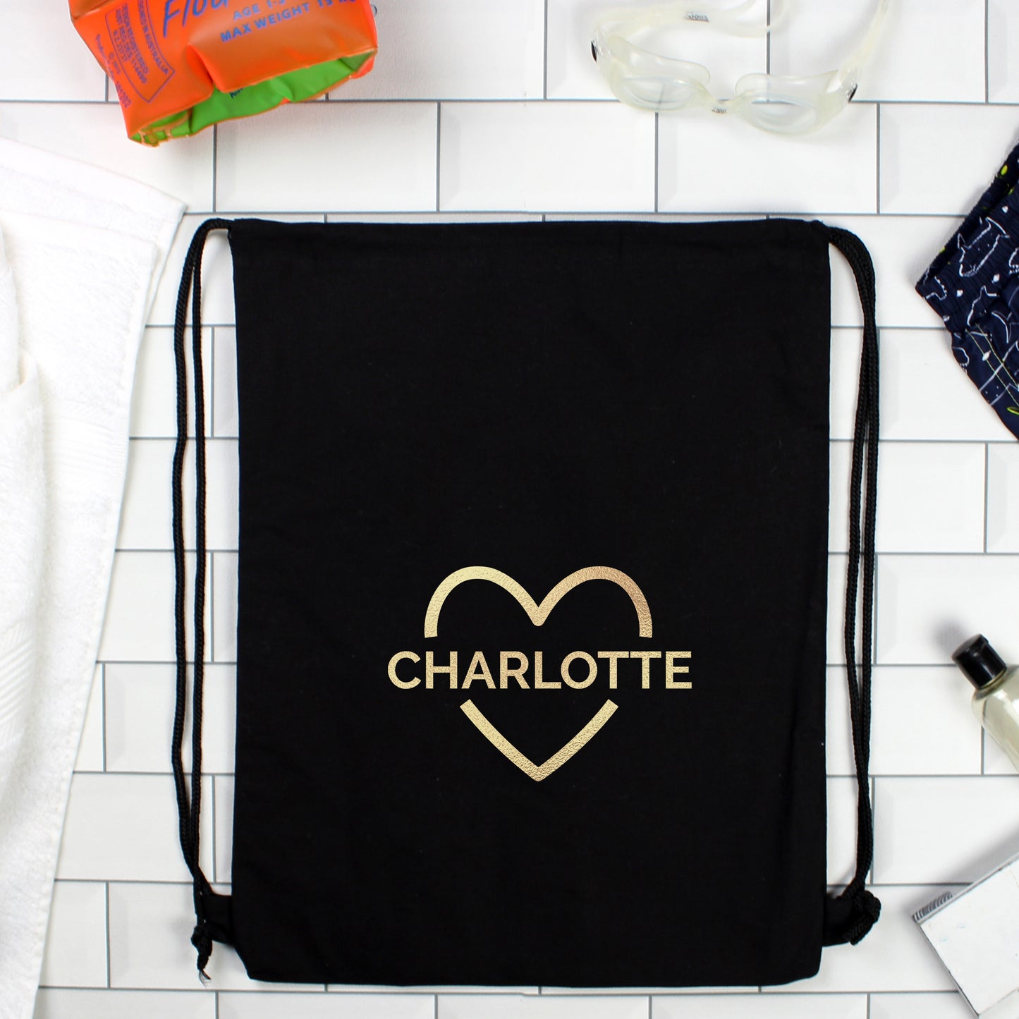 Personalised Gold Heart Kit Bag from Heartfelt Gifts