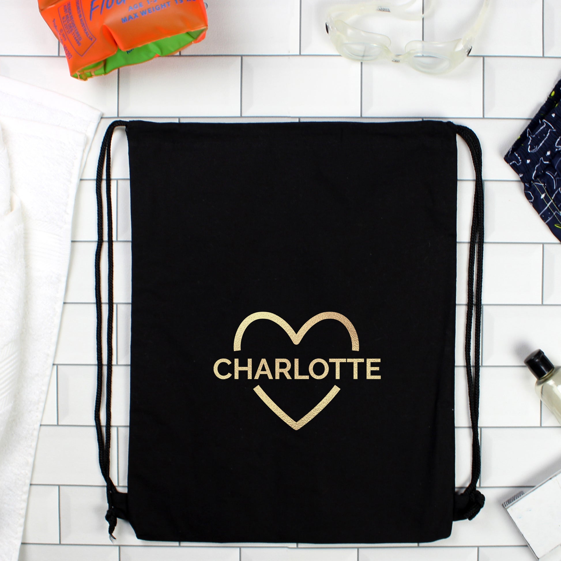 Personalised Gold Heart Kit Bag from Heartfelt Gifts