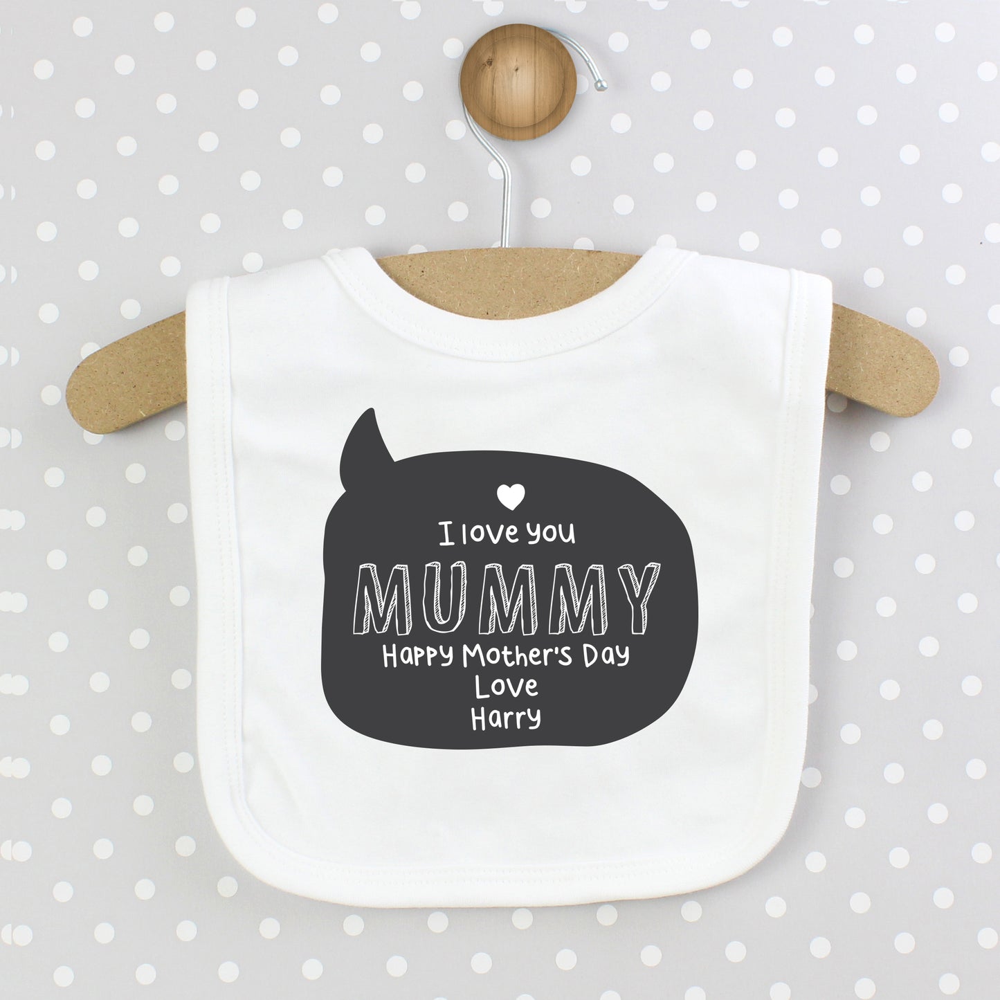 Personalised Speech Bubble Bib from Heartfelt Gifts
