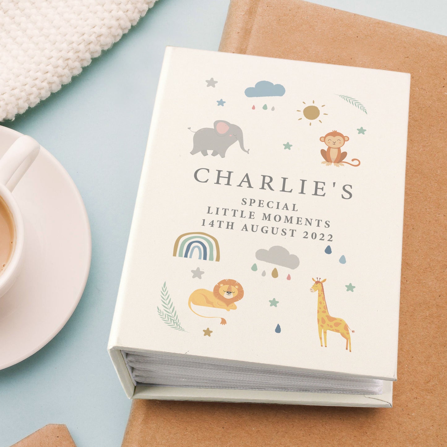 Personalised Safari Animals 6x4 Photo Album with Sleeves from Heartfelt Gifts