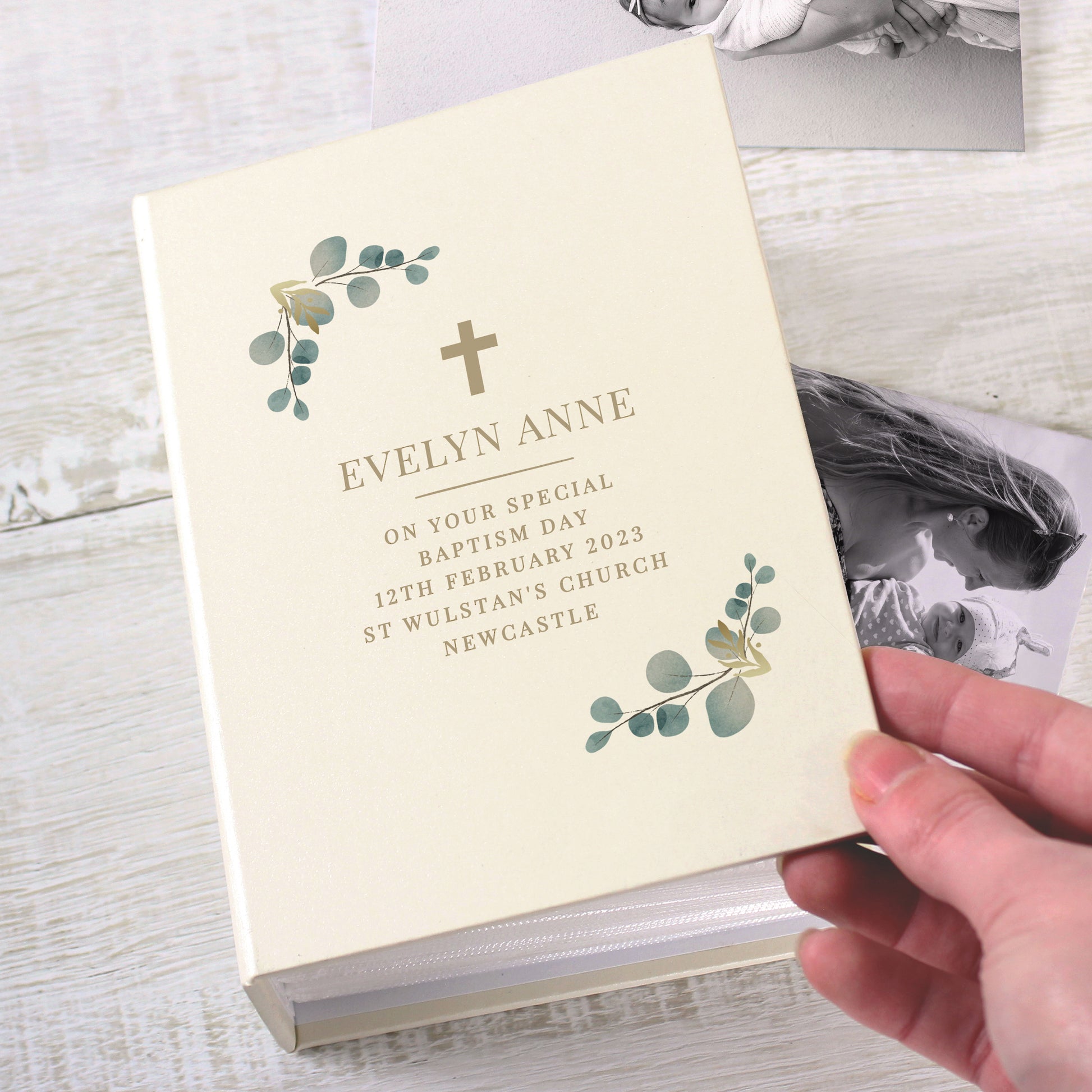 Personalised Botanical Cross 6x4 Photo Album with Sleeves - image 2