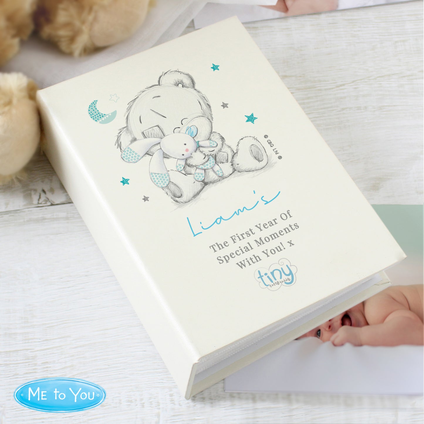Personalised Tiny Tatty Teddy Blue 6x4 Photo Album with Sleeves from Heartfelt Gifts