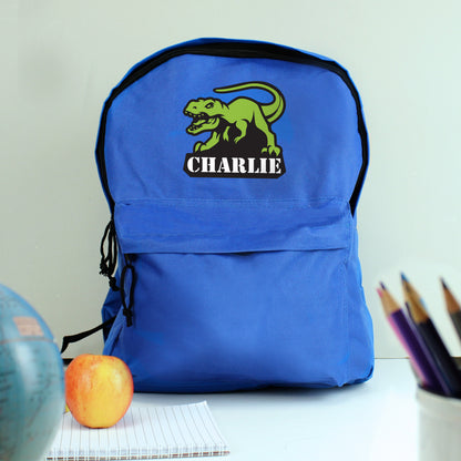 Personalised Dinosaur Blue Backpack from Heartfelt Gifts