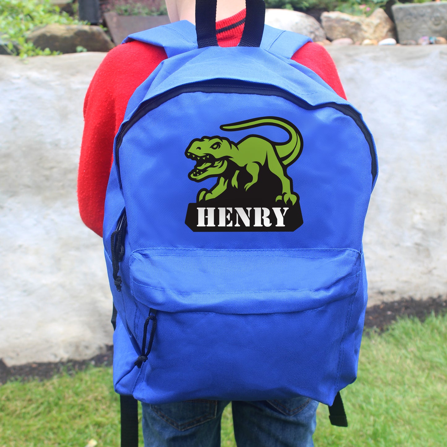Personalised Dinosaur Blue Backpack - image 3
