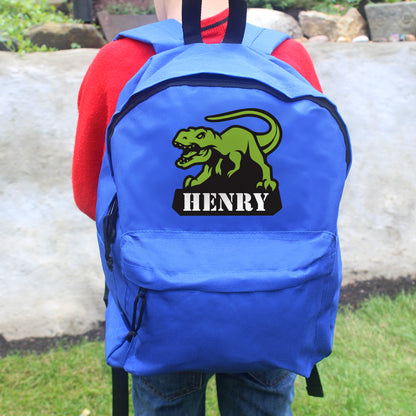Personalised Dinosaur Blue Backpack - image 3