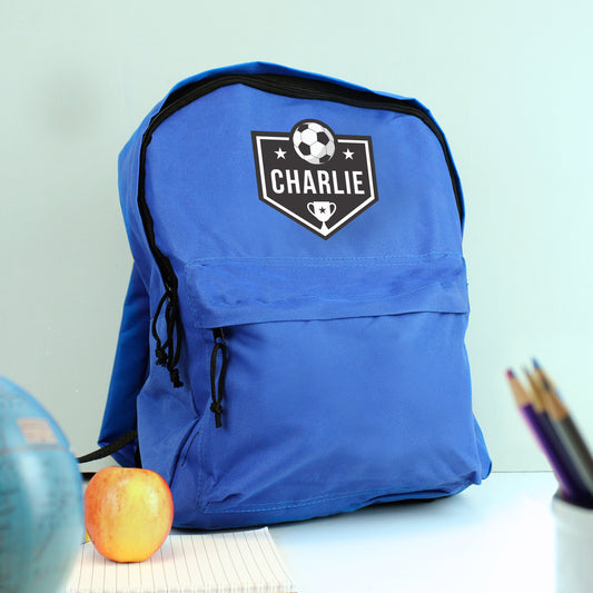Personalised Football Blue Backpack - image 2