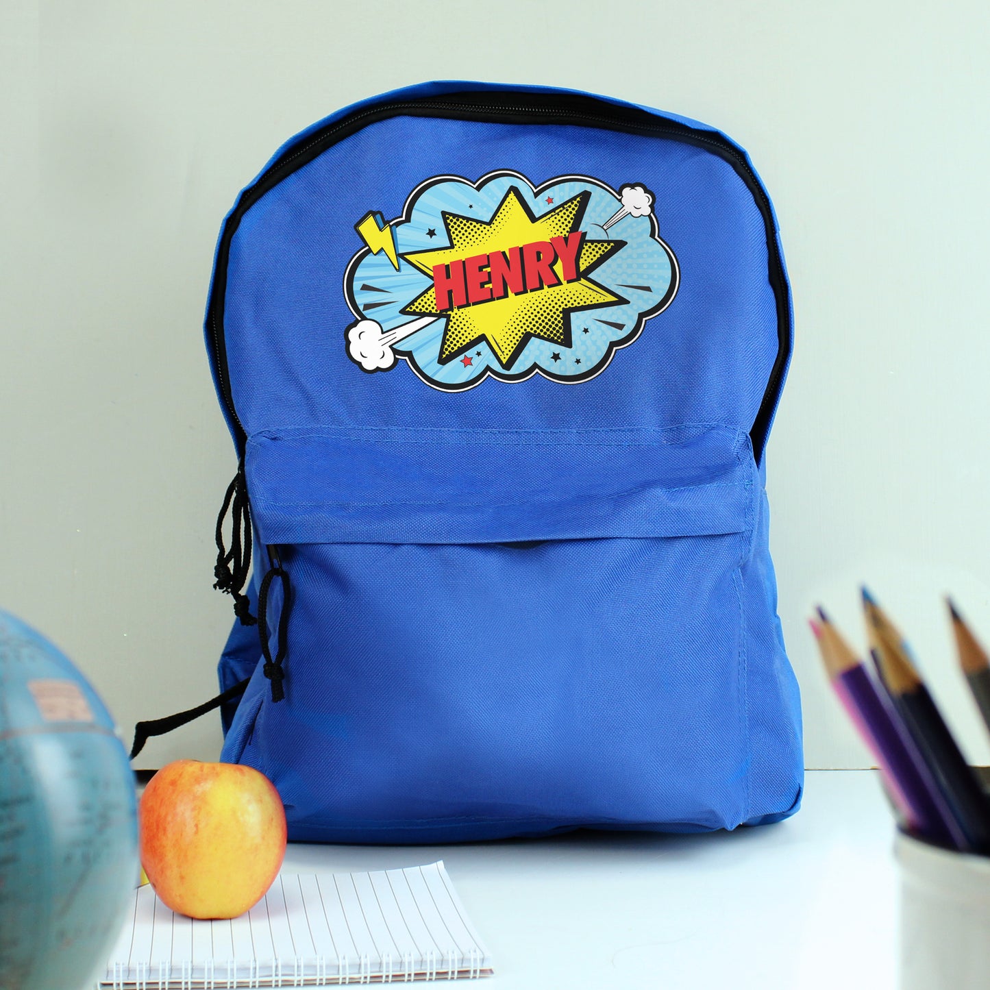 Personalised Superhero Blue Backpack from Heartfelt Gifts
