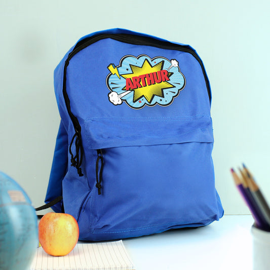 Personalised Superhero Blue Backpack - image 2