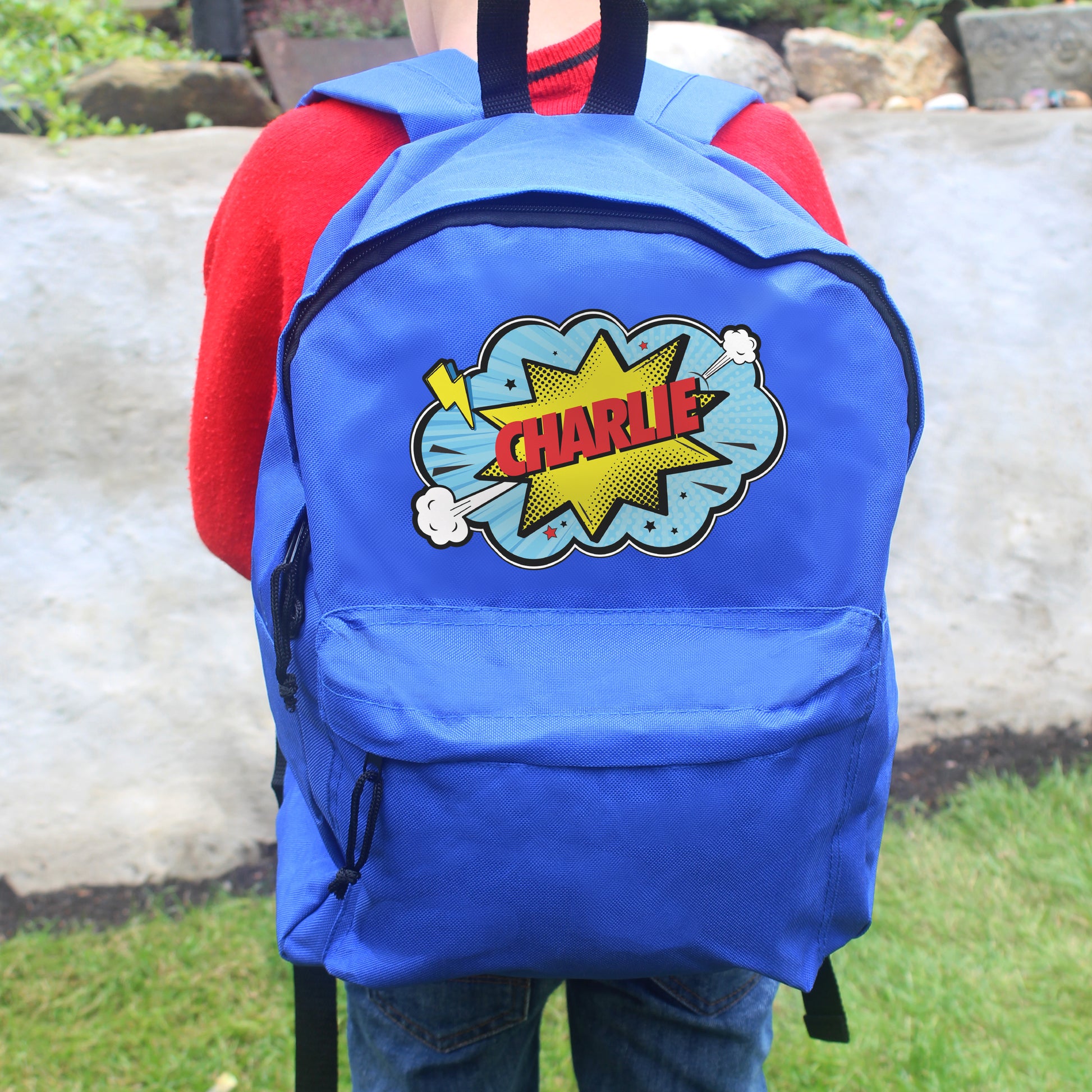 Personalised Superhero Blue Backpack - image 3