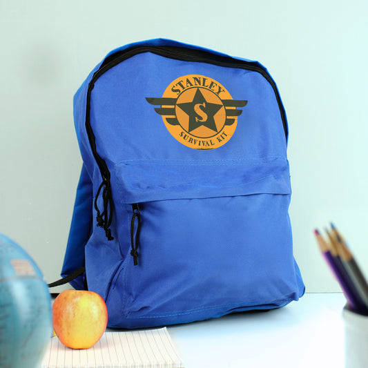 Personalised Badge Blue Backpack - image 2