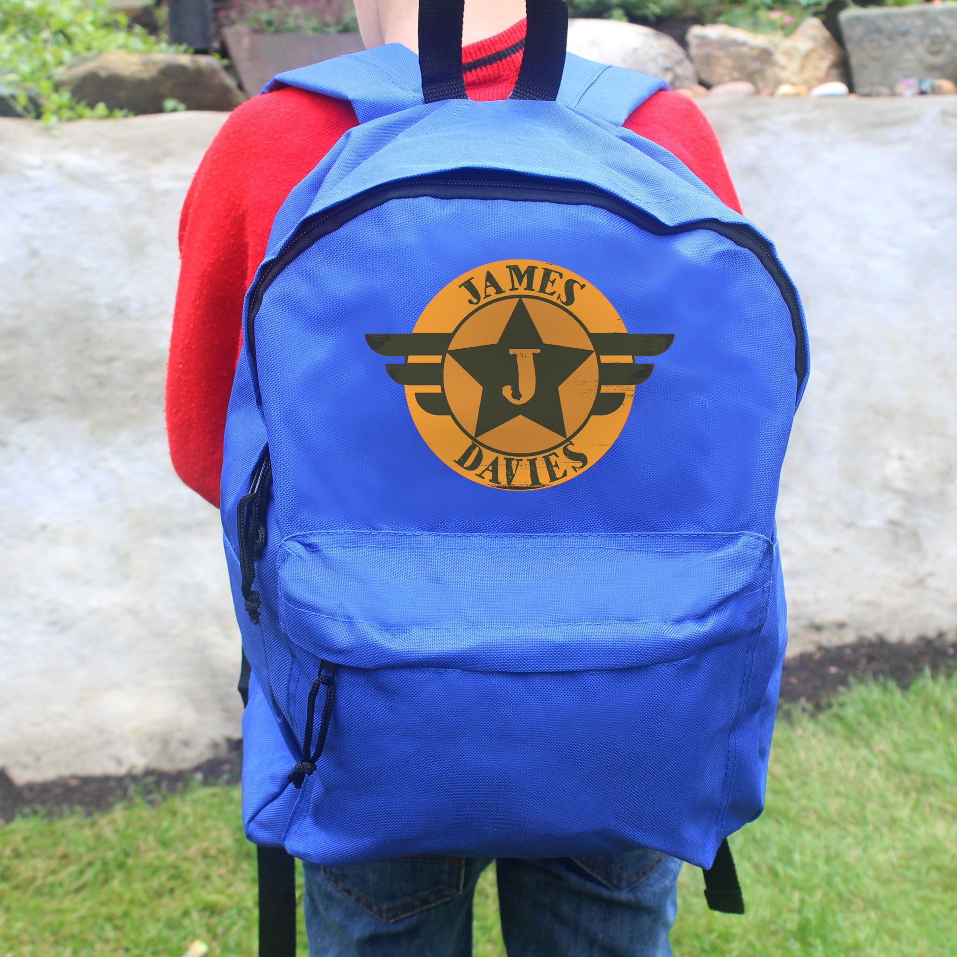 Personalised Badge Blue Backpack - image 3