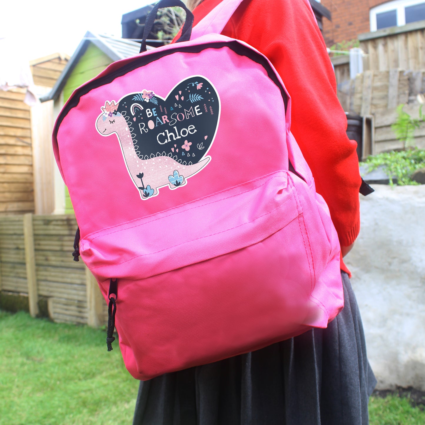 Personalised Dinosaur Pink Backpack - image 2