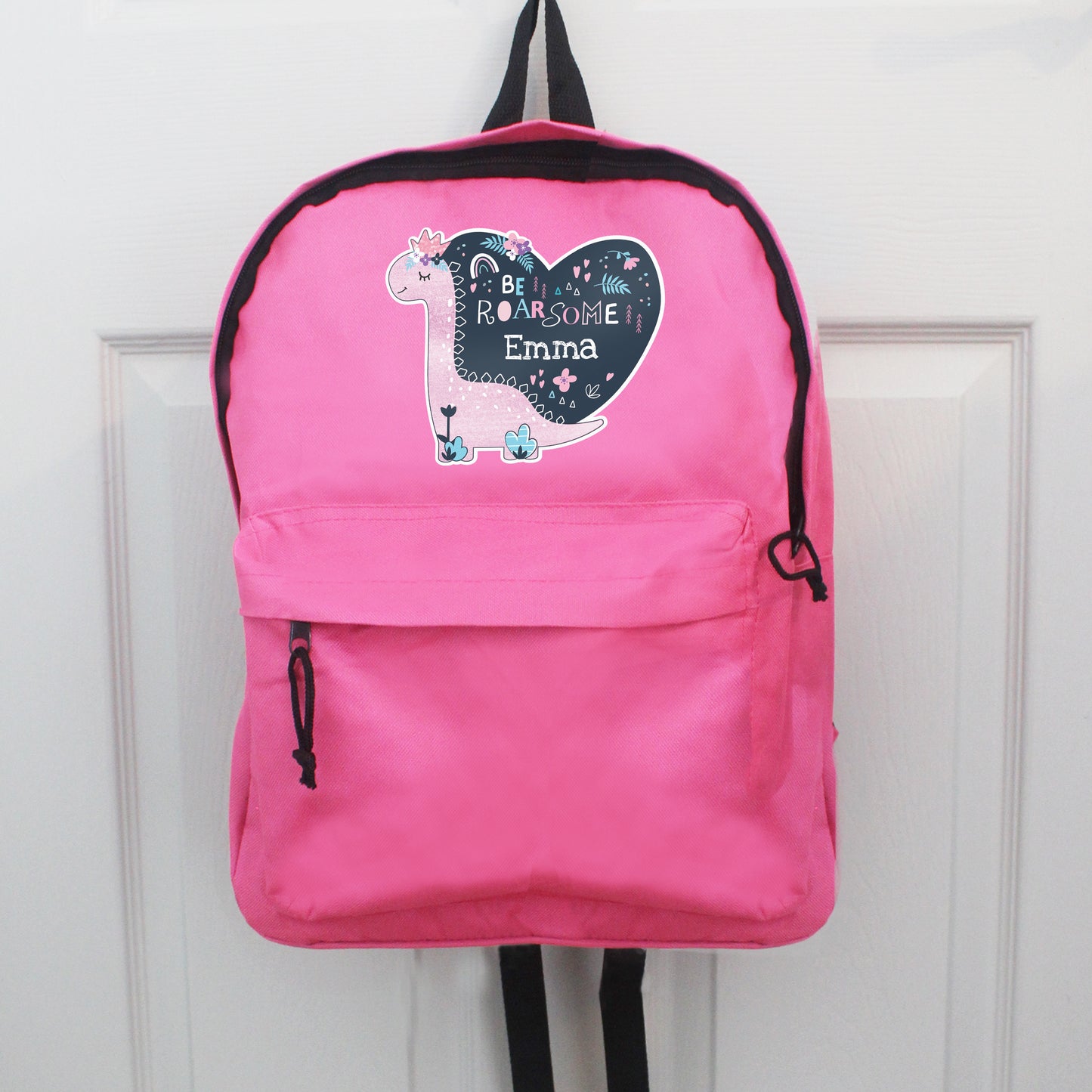 Personalised Dinosaur Pink Backpack - image 4