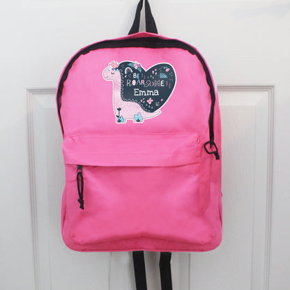 Personalised Dinosaur Pink Backpack - image 4