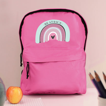 Personalised Pastel Rainbow Pink Backpack from Heartfelt Gifts