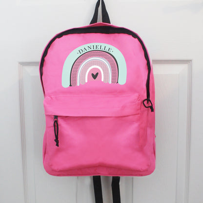 Personalised Pastel Rainbow Pink Backpack - image 2