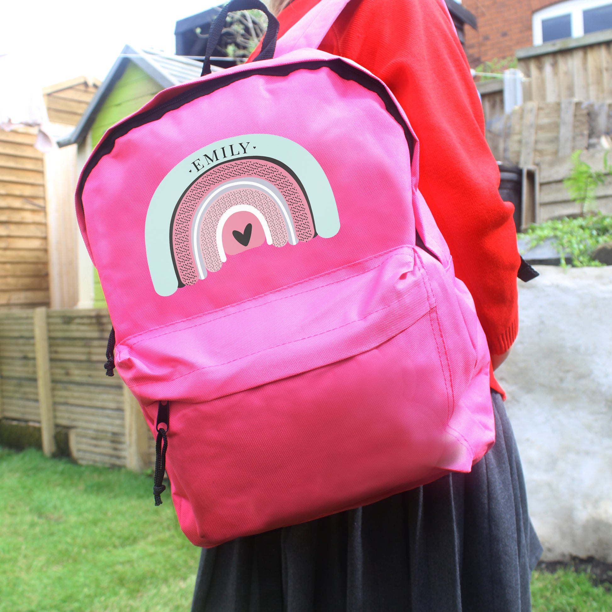 Personalised Pastel Rainbow Pink Backpack - image 3
