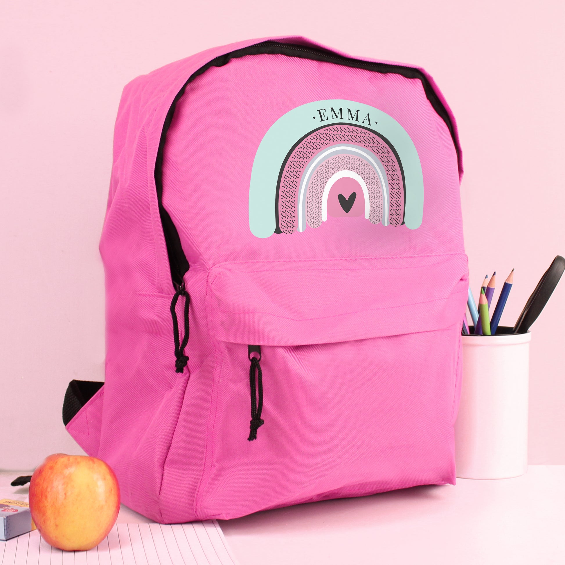 Personalised Pastel Rainbow Pink Backpack - image 4