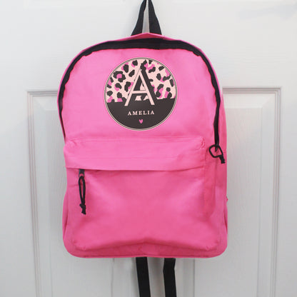 Personalised Leopard Print Pink Backpack - image 2