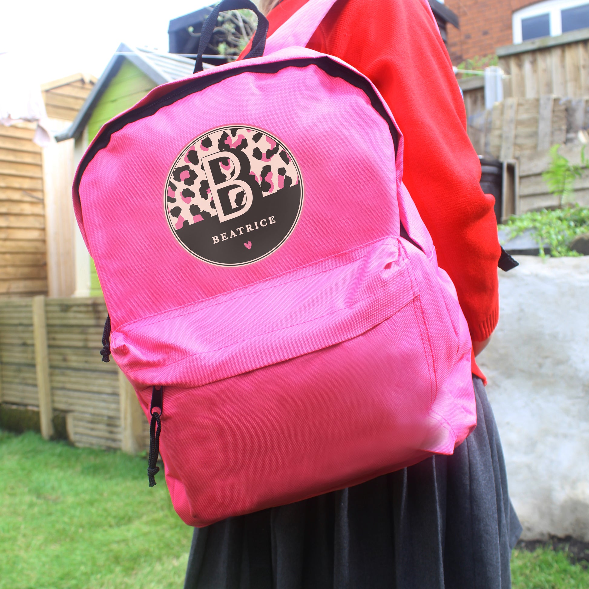 Personalised Leopard Print Pink Backpack - image 3