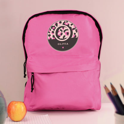 Personalised Leopard Print Pink Backpack - image 4