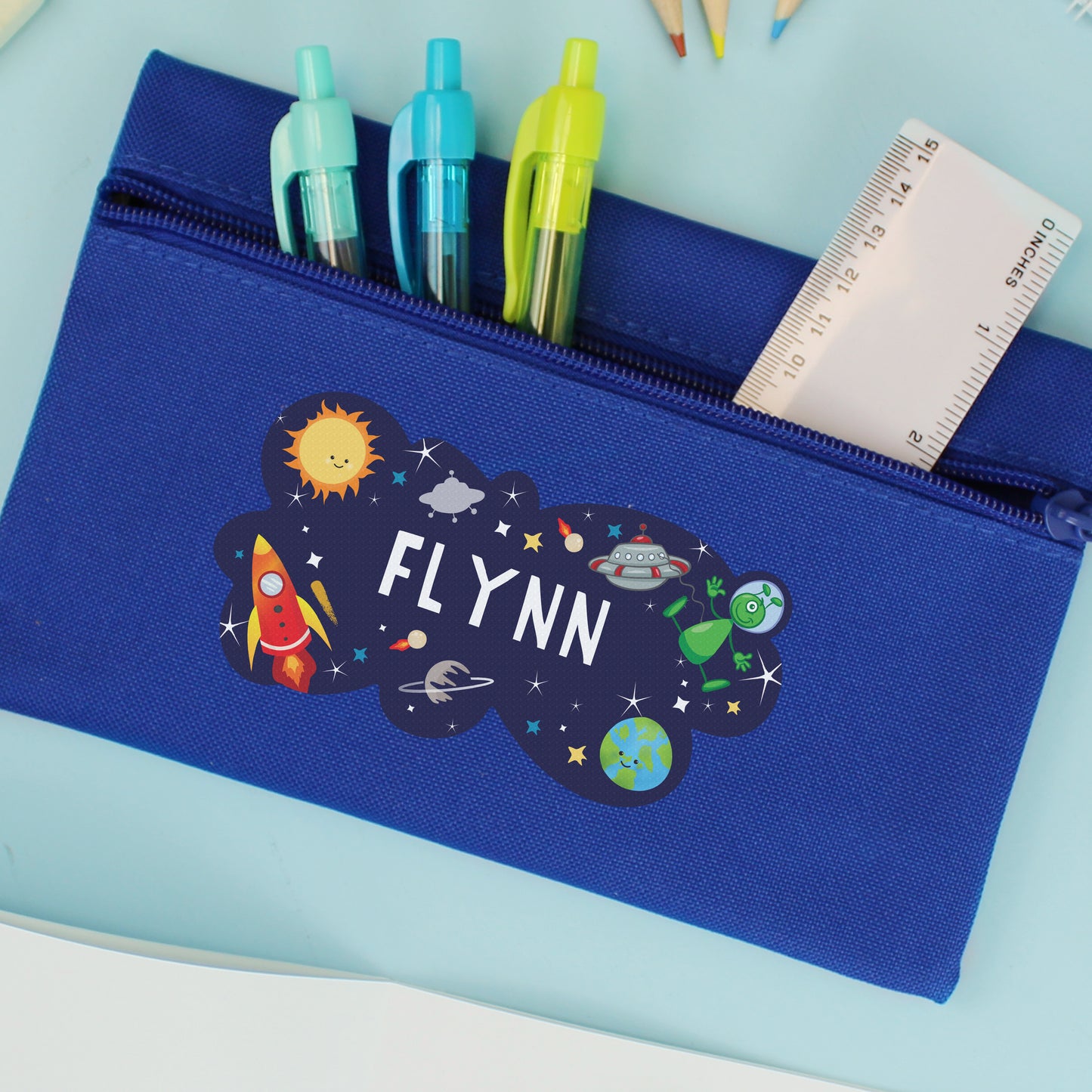Personalised Space Blue Pencil Case - image 4