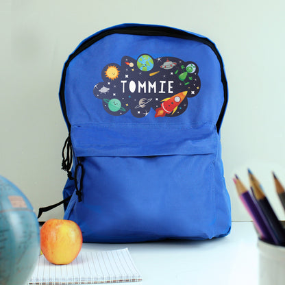 Personalised Space Blue Backpack from Heartfelt Gifts