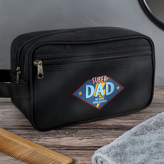 Personalised Super Dad Toiletry Bag – Father's Day Travel Gift