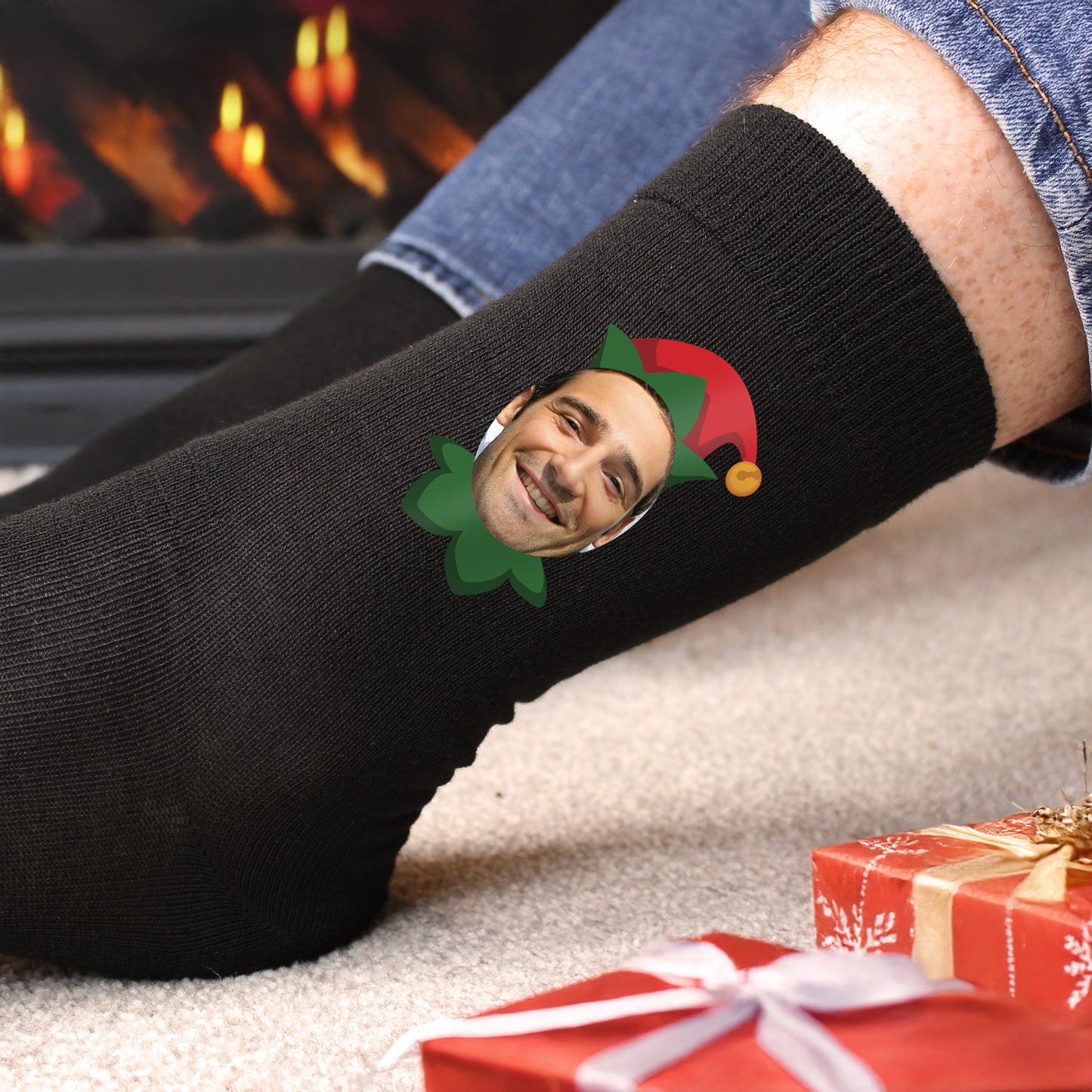 Personalised Photo Upload Elf Christmas Socks – Fun Christmas Stocking Filler - image 3