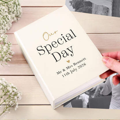 Personalised Black and Gold Free Text 6x4 Photo Album – Wedding Gift