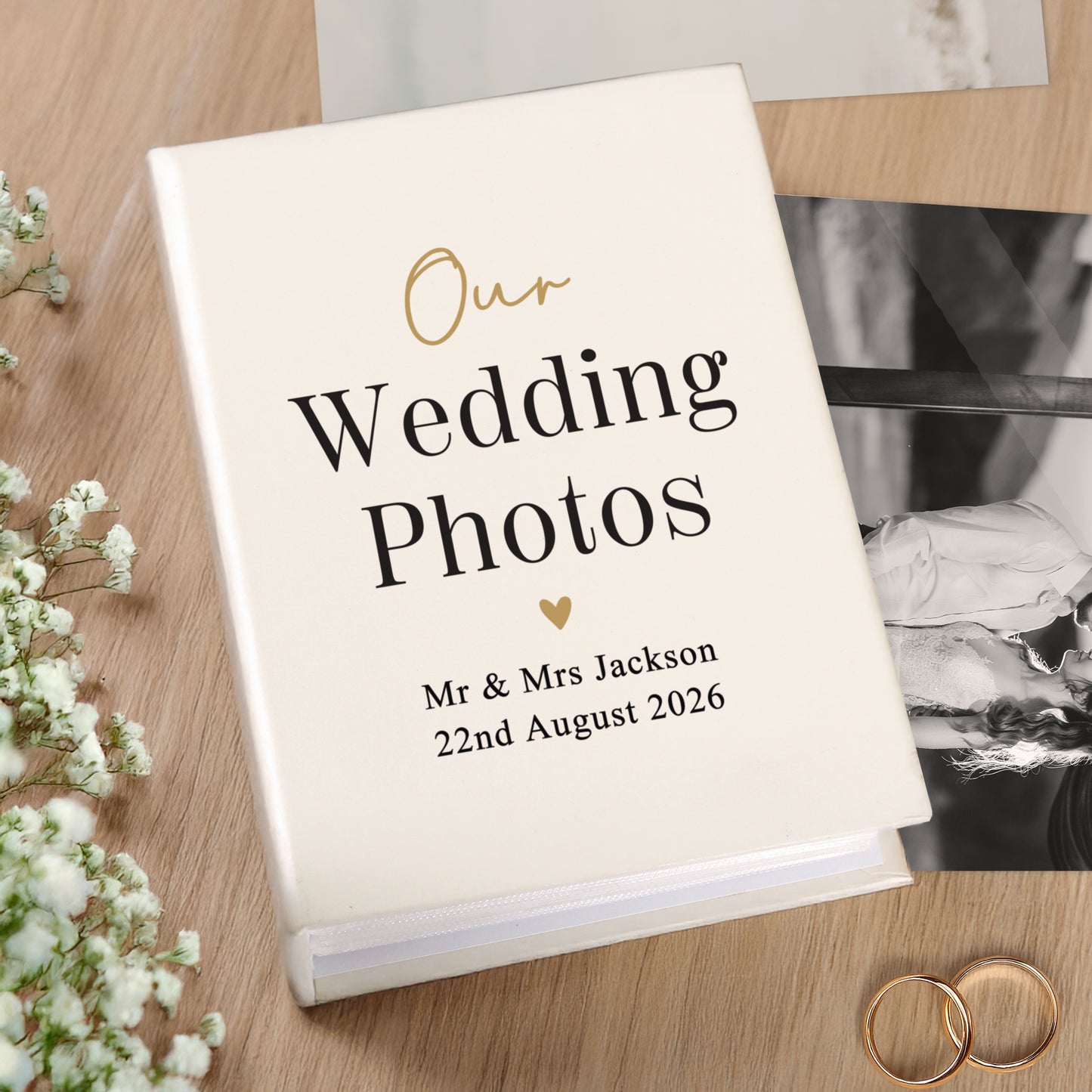 Personalised Black and Gold Free Text 6x4 Photo Album – Wedding Gift - image 2
