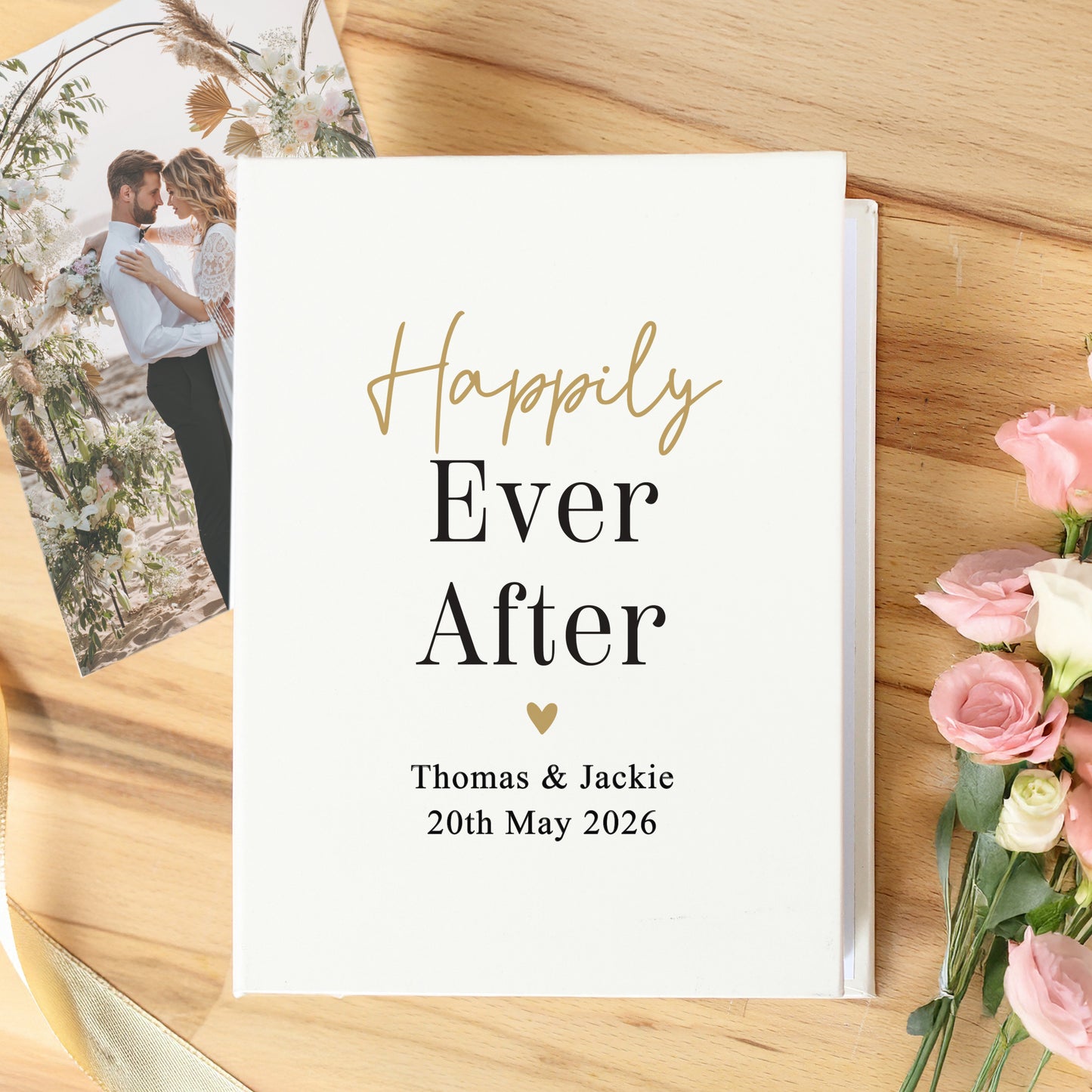 Personalised Black and Gold Free Text 6x4 Photo Album – Wedding Gift - image 3