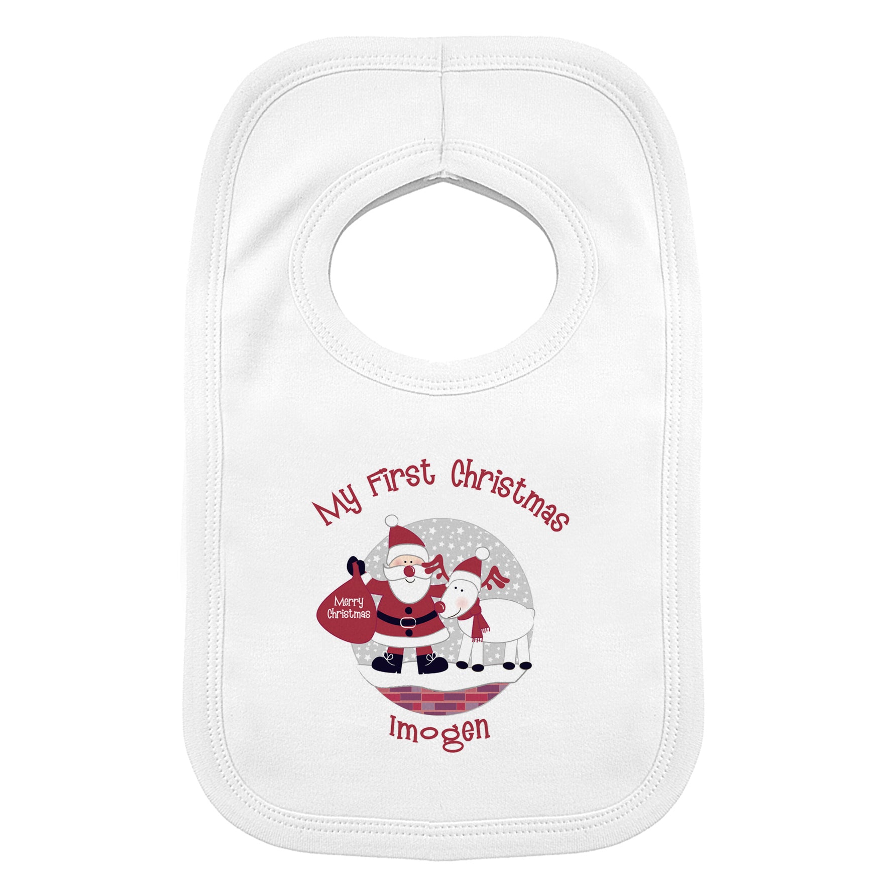 Personalised Rooftop Santa 1st Christmas Bib - image 2