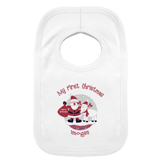 Personalised Rooftop Santa 1st Christmas Bib - image 2