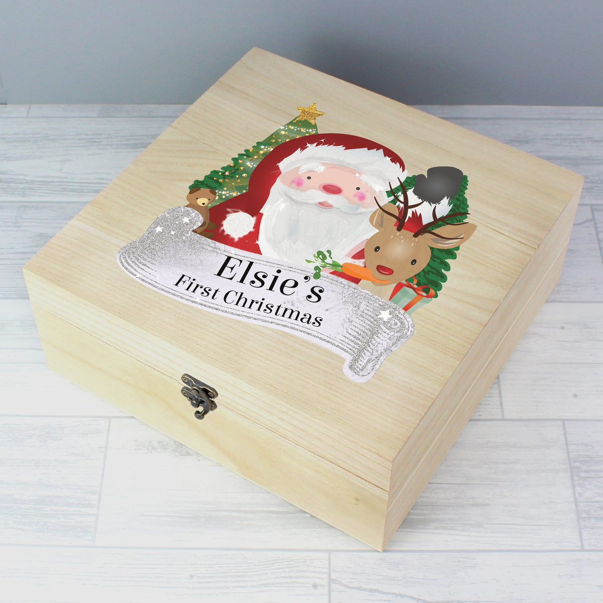 Personalised Colourful Santa Christmas Eve box – additional image