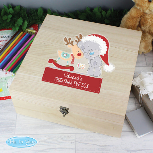 Personalised Colourful Tiny Tatty Teddy Large Wooden Christmas Eve Box from Heartfelt Gifts