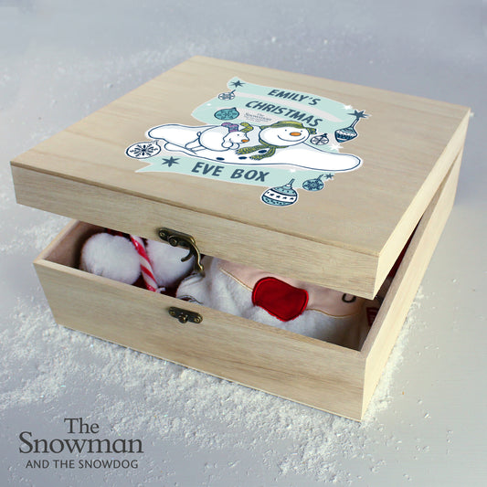 Personalised The Snowman and the Snowdog Large Wooden Christmas Eve Box - image 2