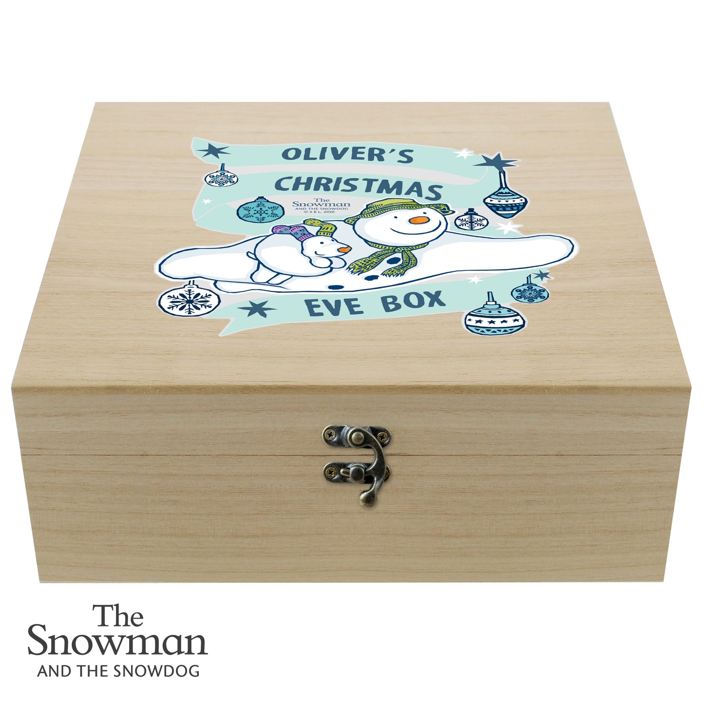 Personalised The Snowman and the Snowdog Large Wooden Christmas Eve Box - image 4