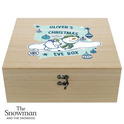 Personalised The Snowman and the Snowdog Large Wooden Christmas Eve Box - image 4