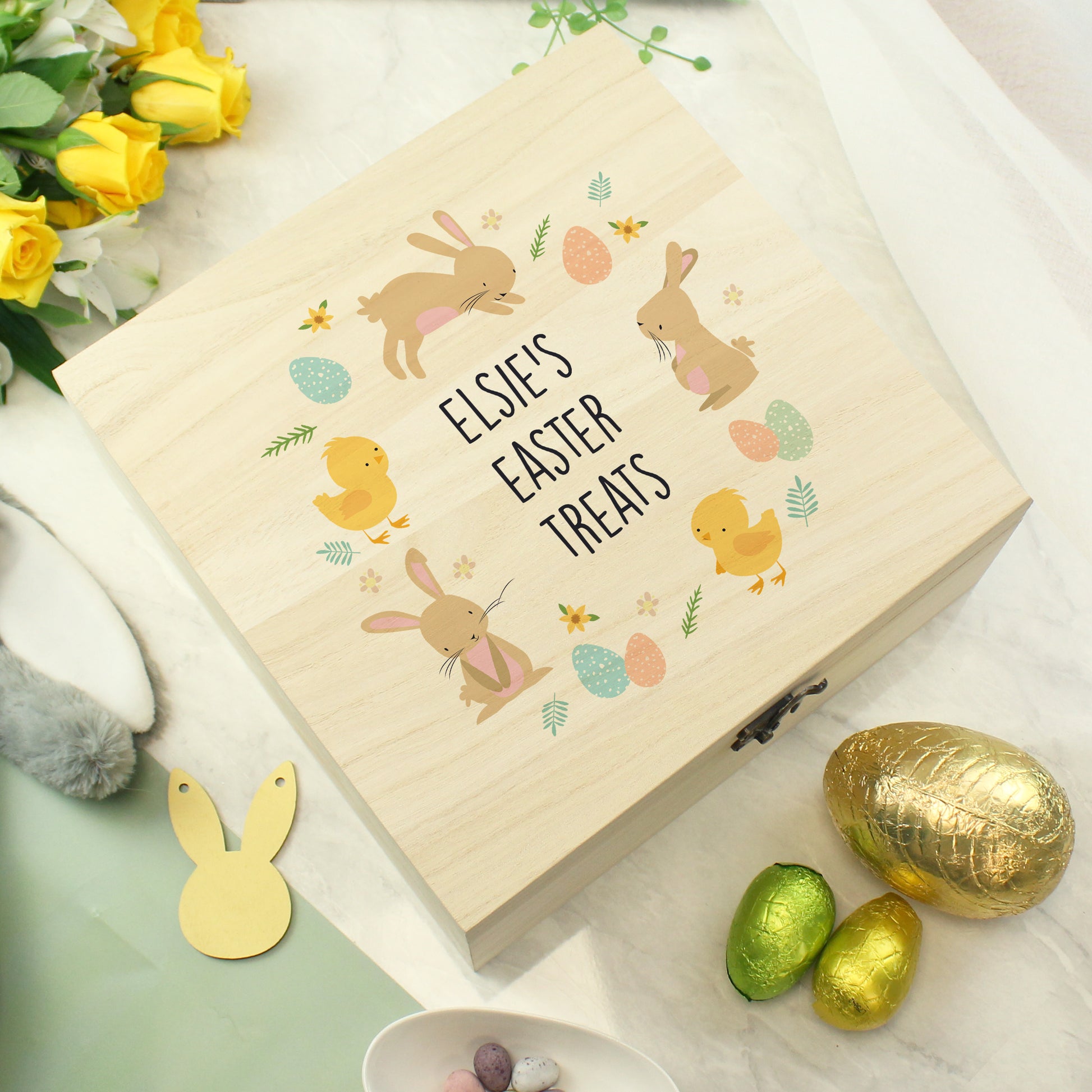 Personalised Easter Bunny Wooden Treat Box from Heartfelt Gifts