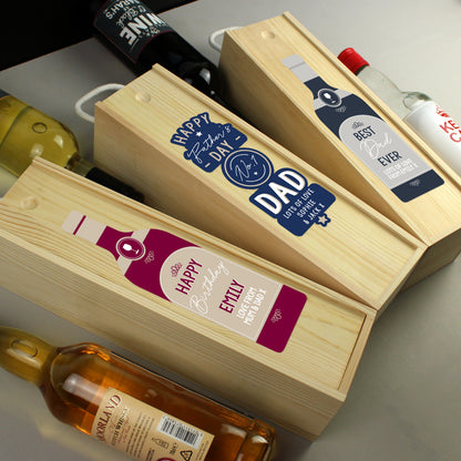 Personalised Happy Father's Day No. 1 Dad Wooden Wine Bottle Box - image 5