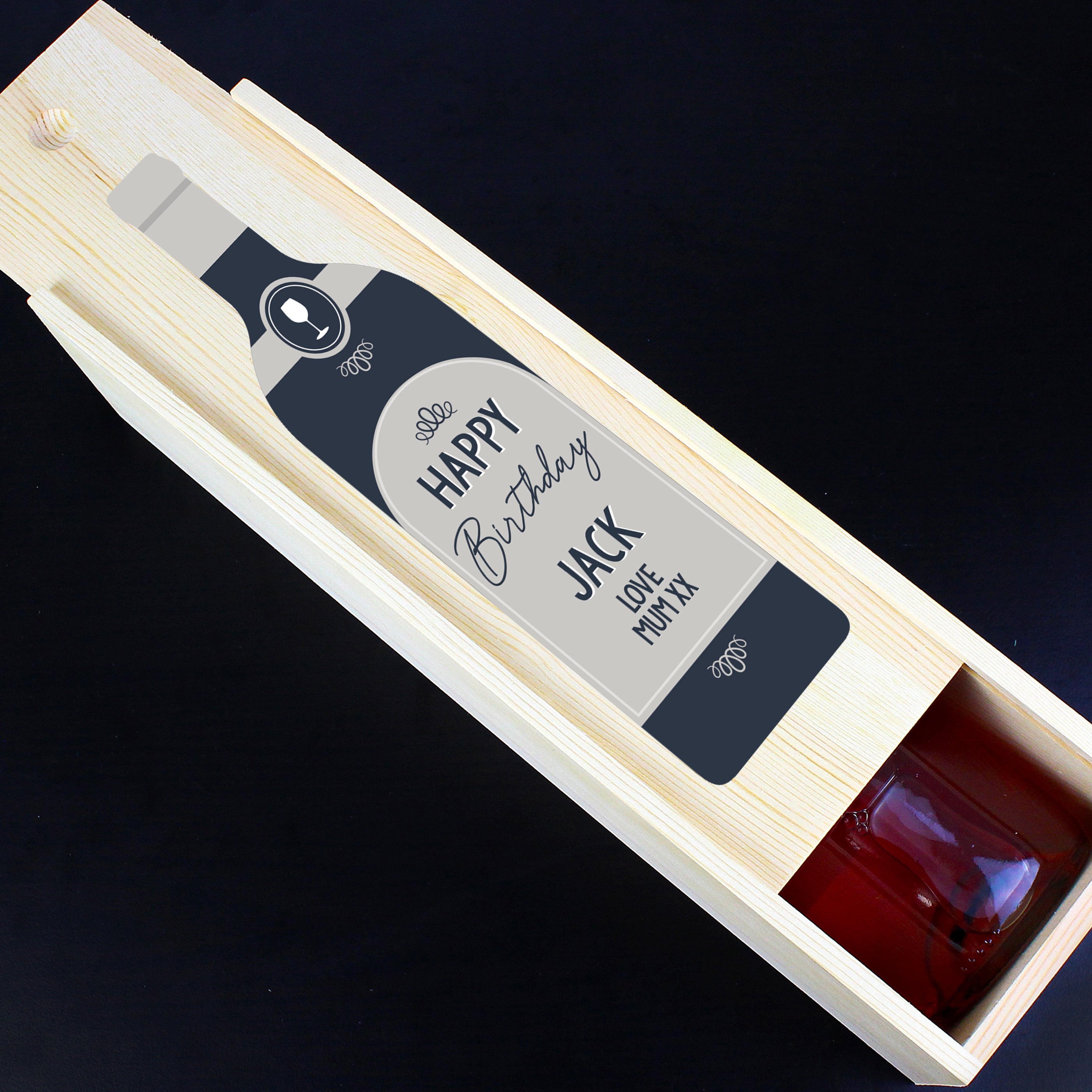 Personalised Free Text Grey Wooden Wine Bottle Box from Heartfelt Gifts
