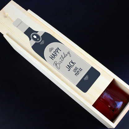Personalised Free Text Grey Wooden Wine Bottle Box from Heartfelt Gifts