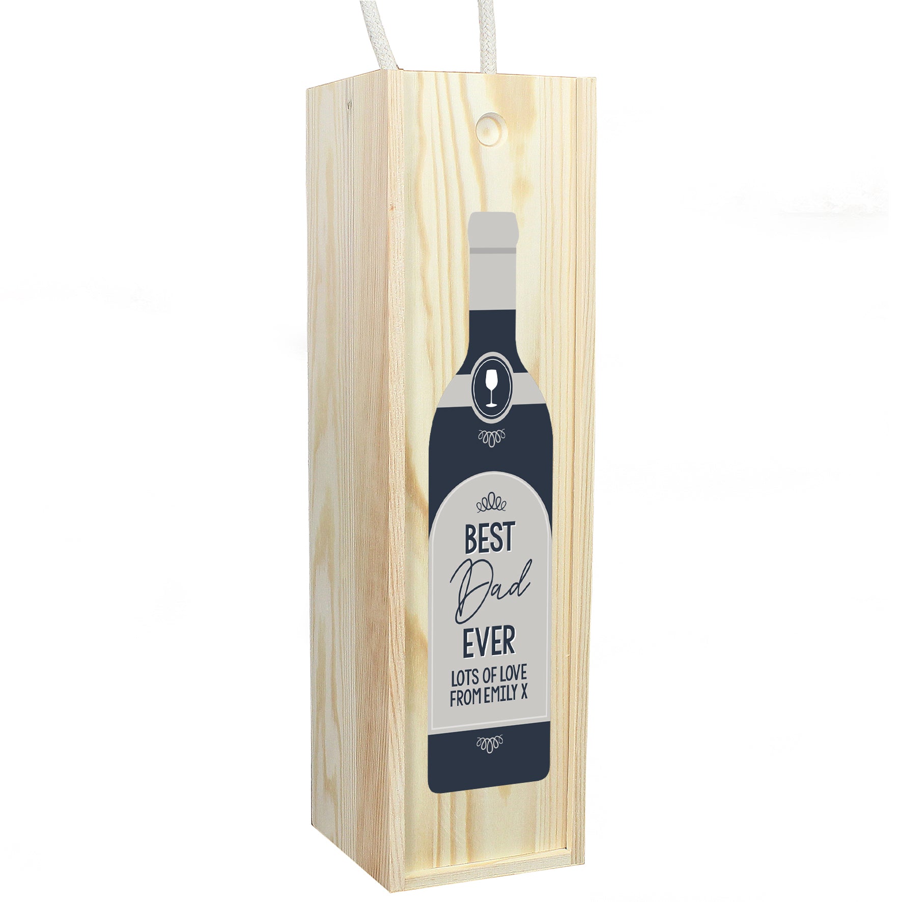 Personalised Free Text Grey Wooden Wine Bottle Box - image 2