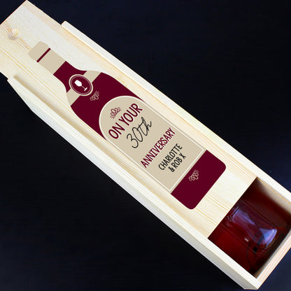 Personalised Free Text Red Wooden Wine Bottle Box - image 3
