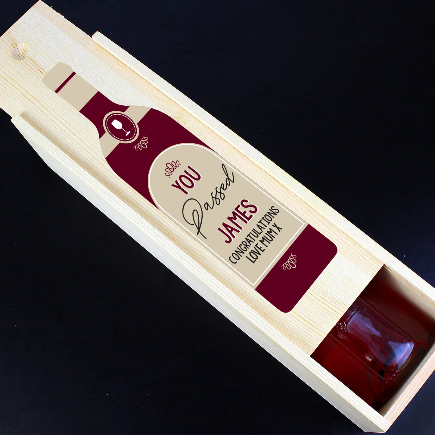 Personalised Free Text Red Wooden Wine Bottle Box - image 4
